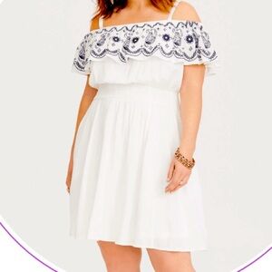 Off the Shoulder Star Wars Embroidered Sun Dress